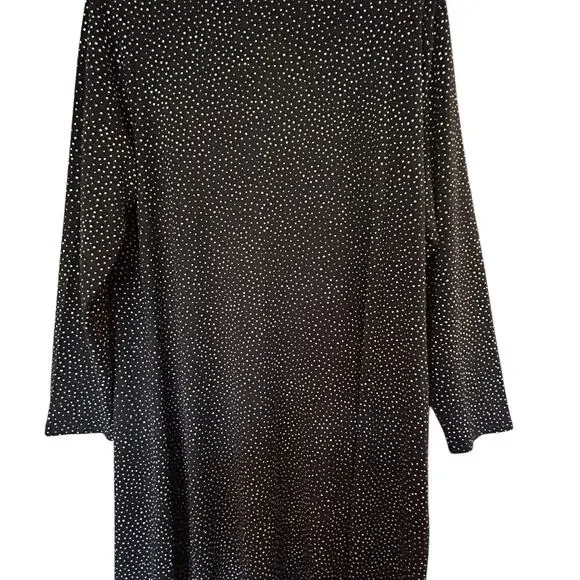 J. JILL Wearever Women’s Black White Polka Dot Faux Wrap Jersey Dress Size PL - Picture 9 of 12